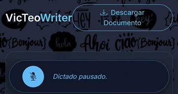 Captura de pantalla de la aplicación VicTeoWriter
